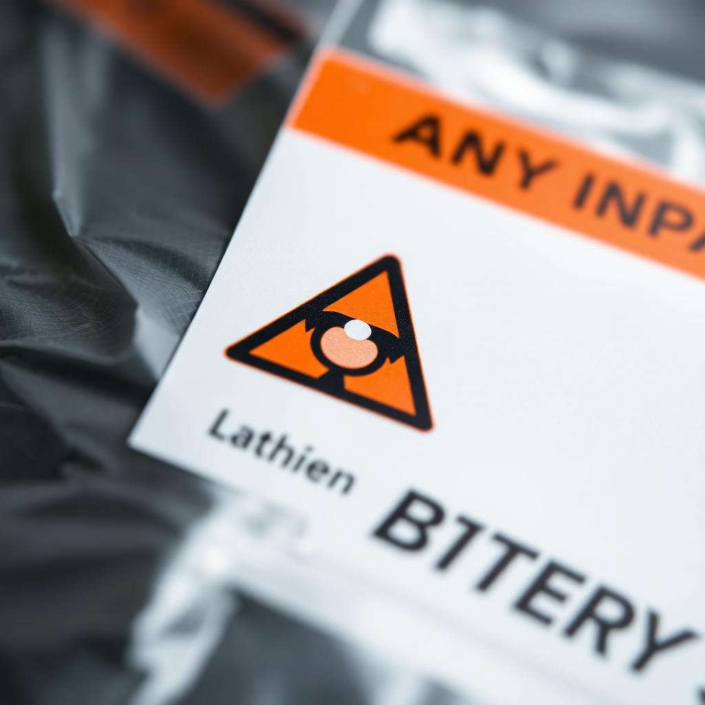 Lithium battery hazard warning label on a shipping package